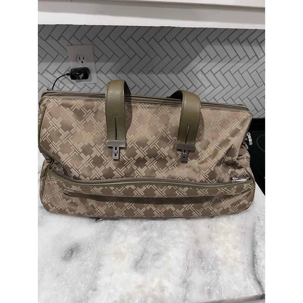 TUMI Signature Collection Logo Duffel #72163CFF Taupe Olive Trim Weekender